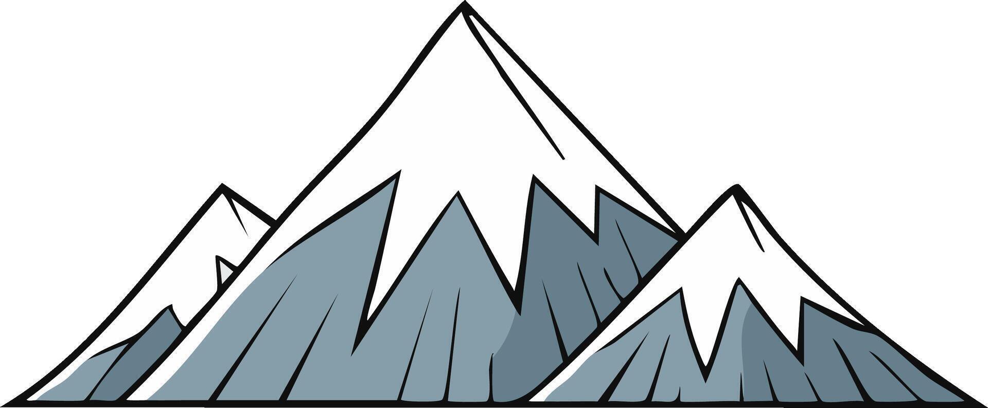 Stylized Graphic Representation of Snow Capped Mountains with a Simple Line Art Style vector