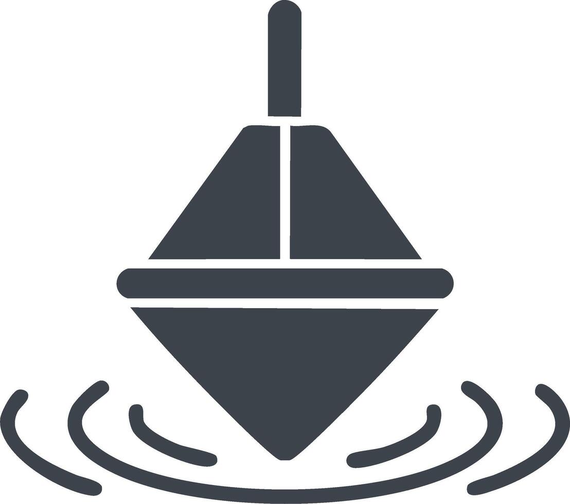 Top toy spinning with wavy lines illustrating motion and physics on plain background vector