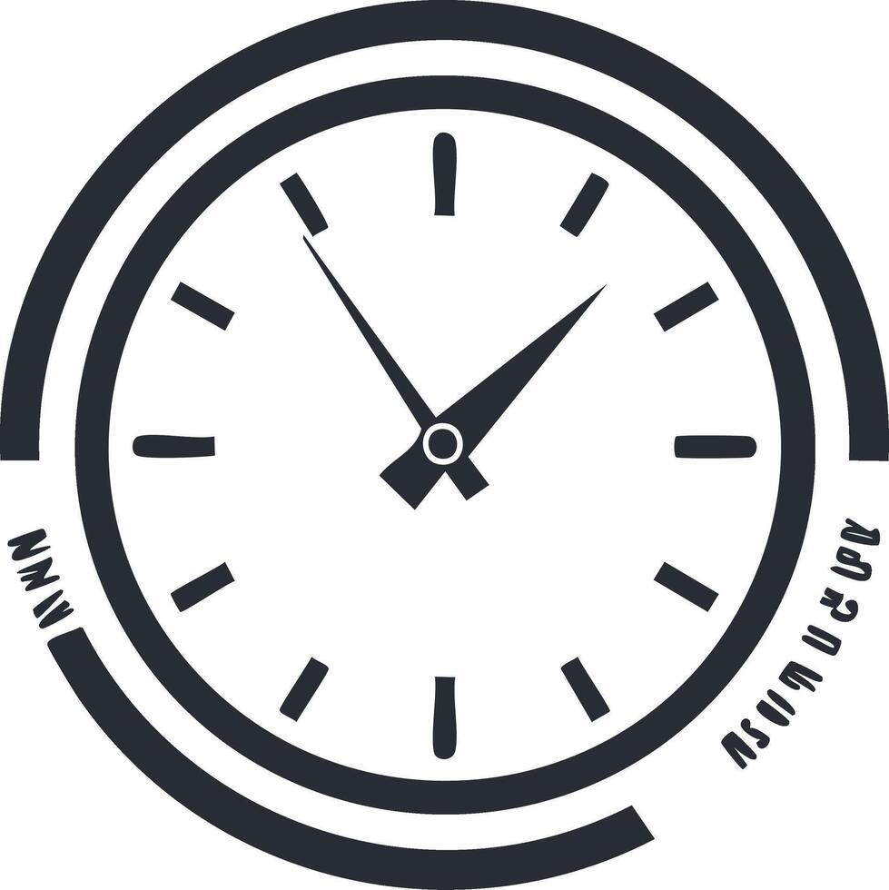 Minimalist black clock icon with a simple face and abstract frame symbol vector