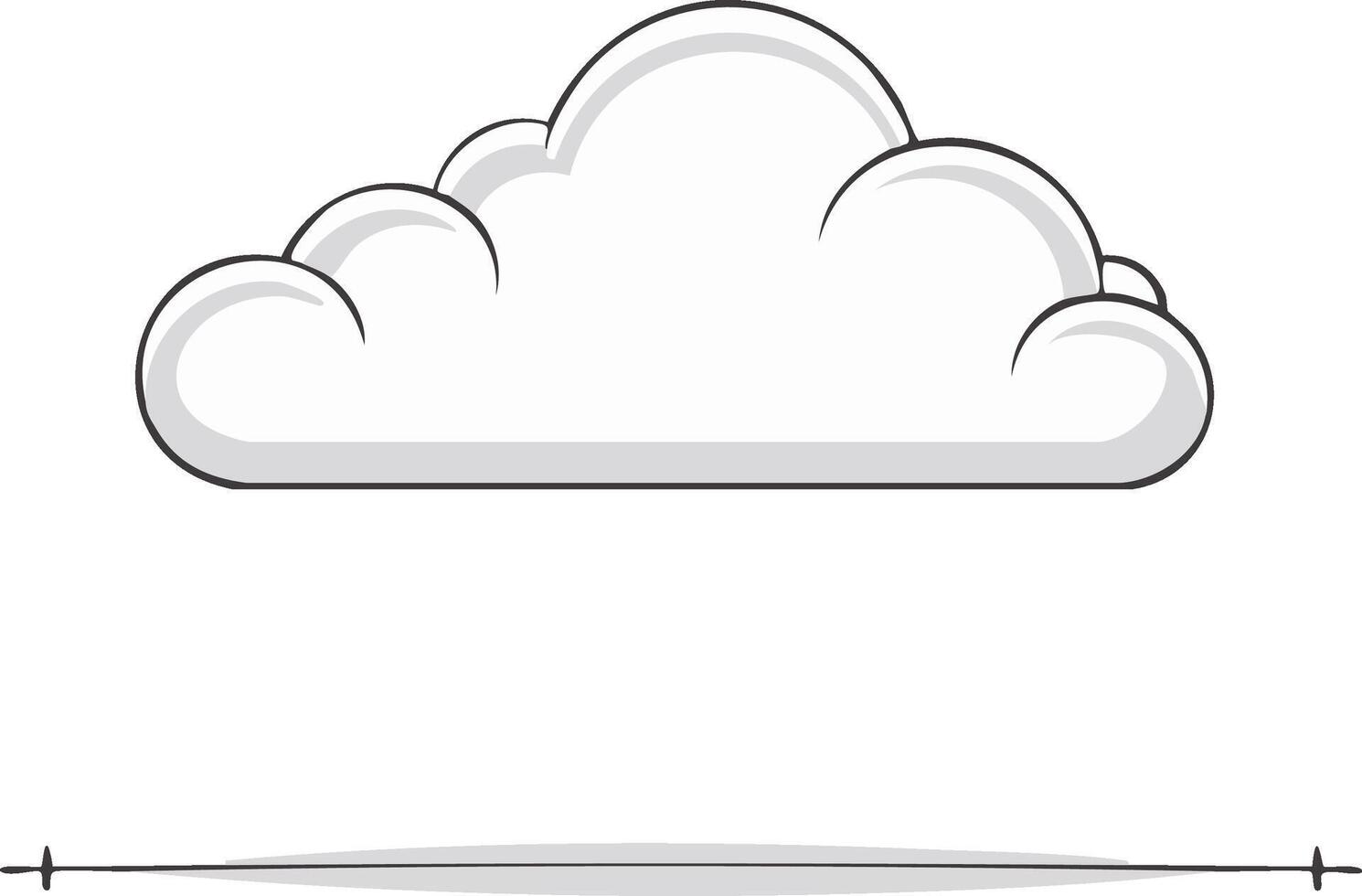 Whimsical Cartoon Cloud Floating Above a Thin Line, Symbolizing Ideas, Dreams and Imagination for Creative Content vector