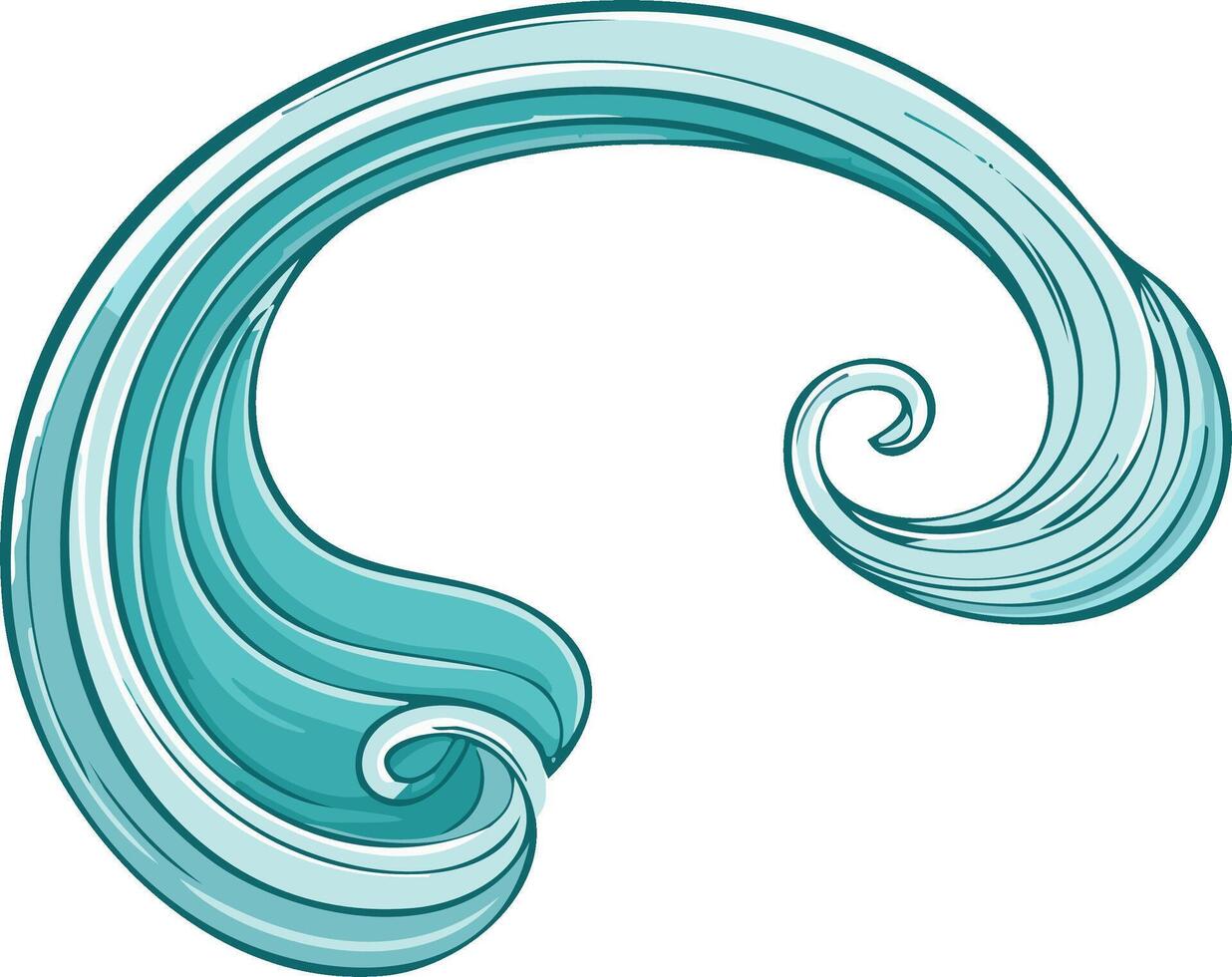 Abstract Teal Wave Swirl, Stylized Water Element with Flowing Lines vector