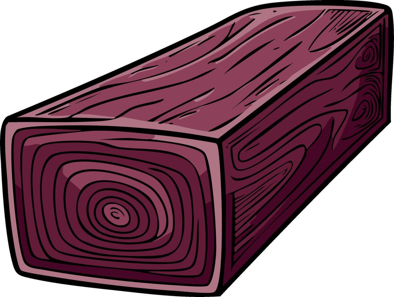 Illustration of a single block of cut wood with clear grain and swirling patterns vector