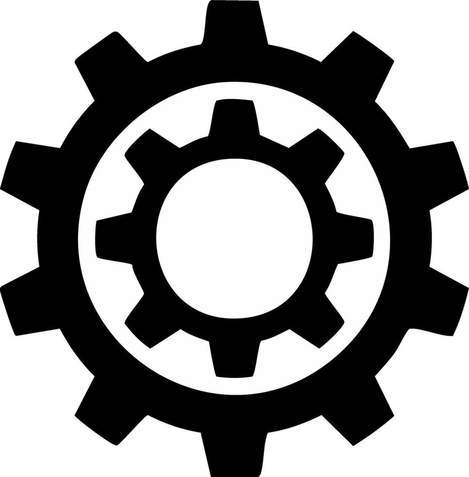 Nested Gears Black Silhouette Graphic Representing Engineering Technology and Progress vector