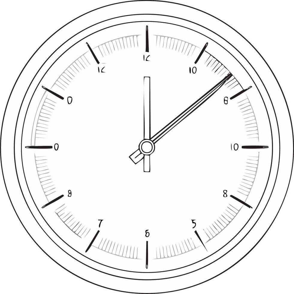 Simple analog clock face with hour and minute hands pointing to nearly ten o'clock vector