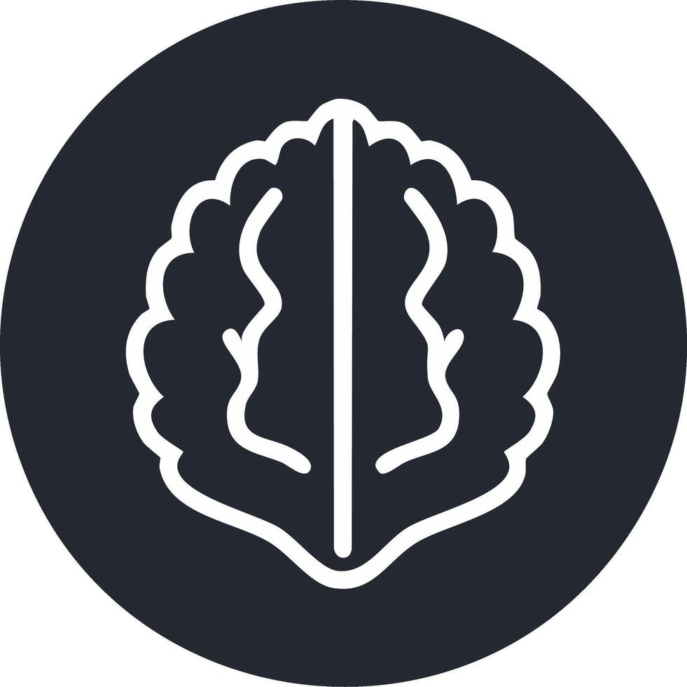 Minimalist white brain icon symbolizing memory wisdom and cognitive functions on dark background vector