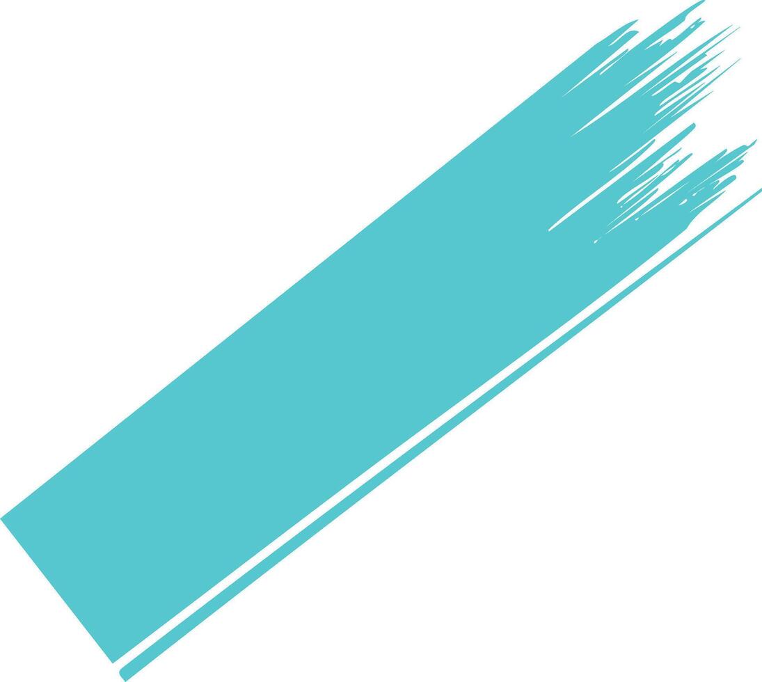 Single diagonal turquoise paint brush stroke with textured edge abstract design element vector