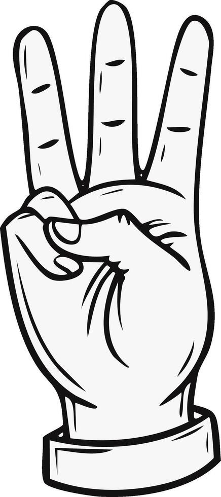 Hand Gesture Showing Number Three Fingers Pointing Upward Visual Communication Concept vector