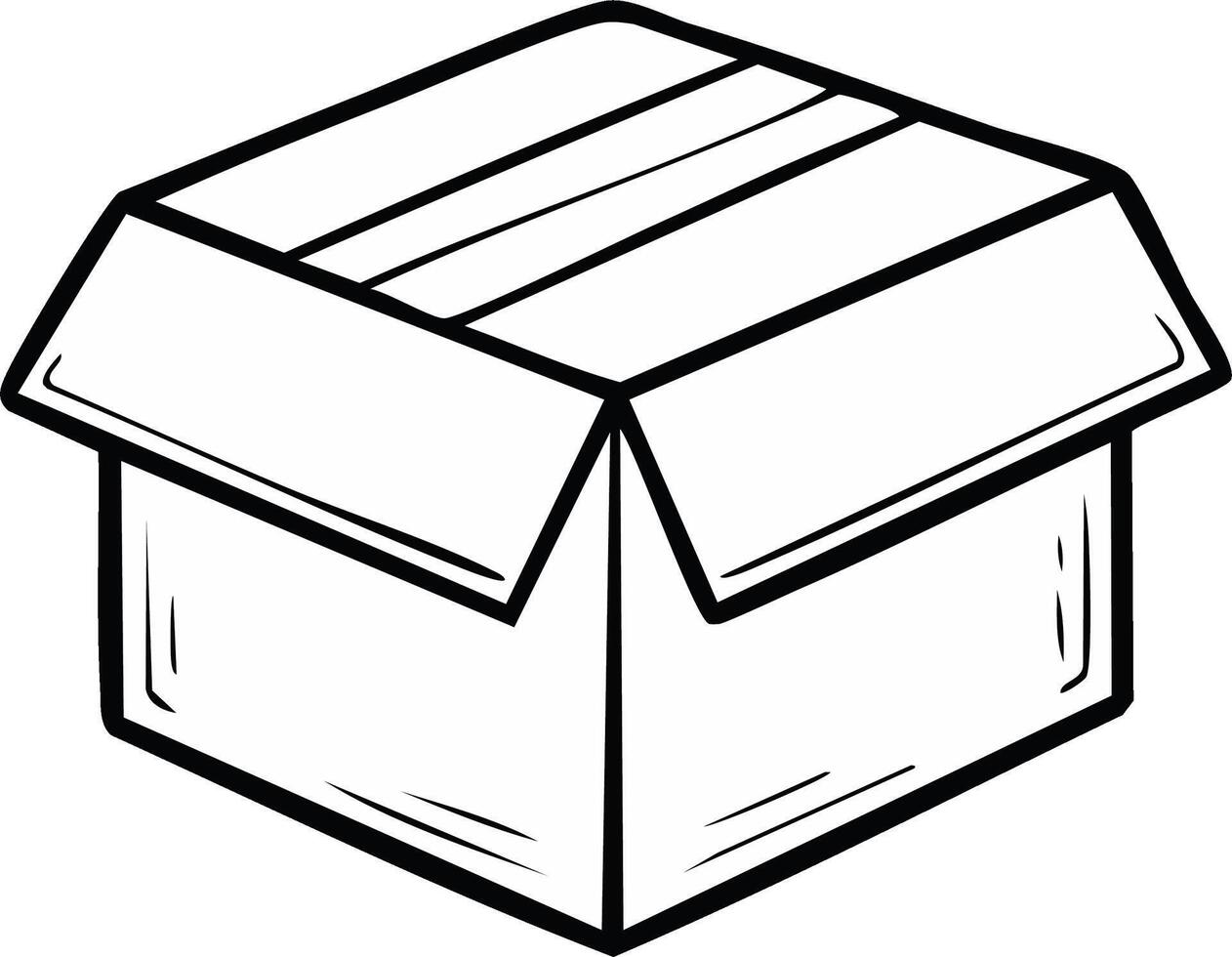 Doodle style illustration of an open cardboard box for delivery or storage concepts vector