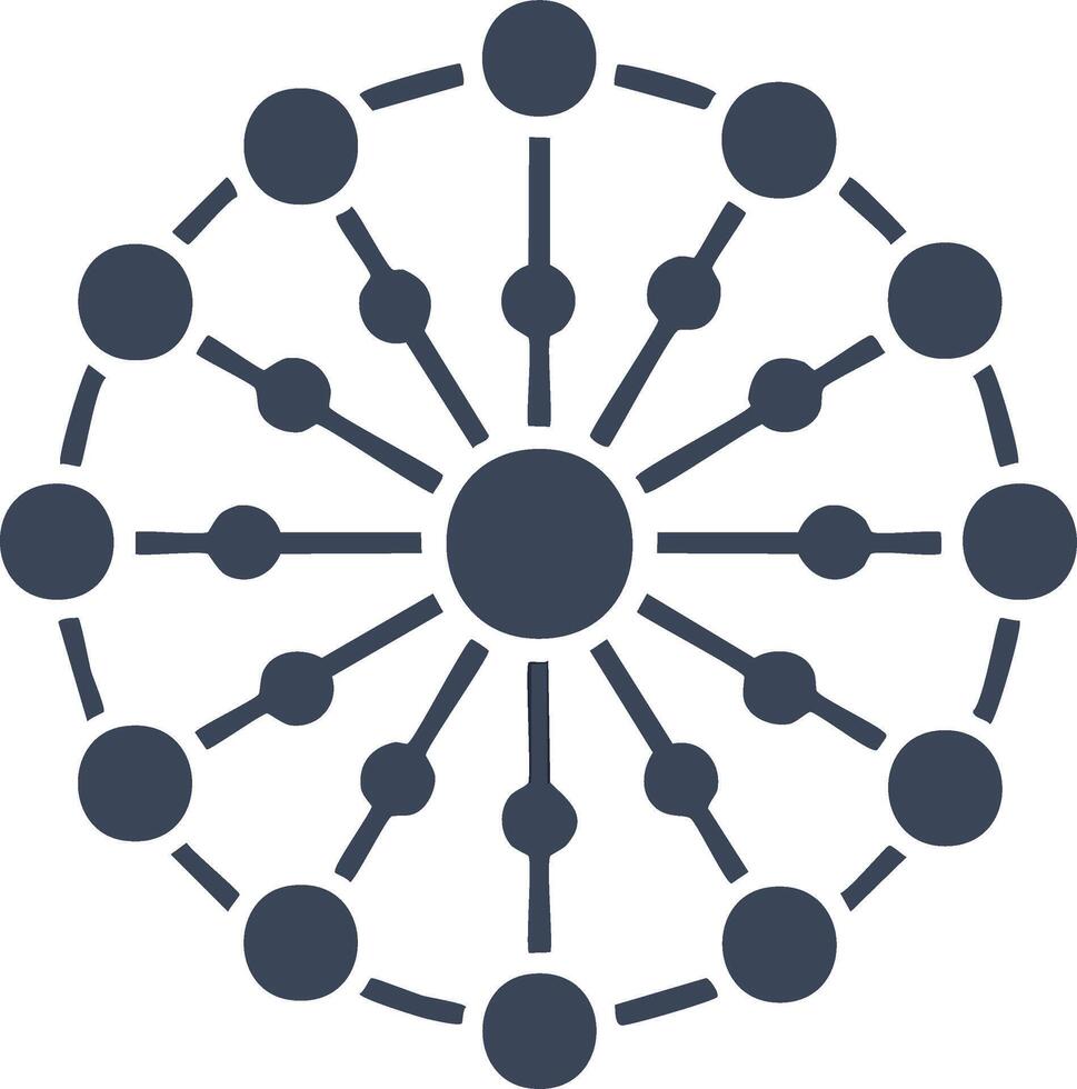 Connecting Dots Network Illustration for Technology Innovation and Data Science Visualizations with Interlinked Spheres vector