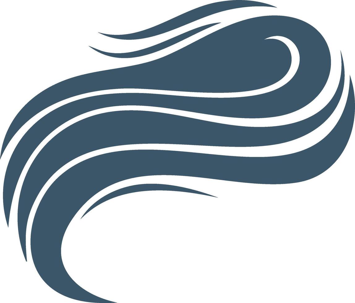 Abstract flowing wave design, graphic element in dark teal on a white background vector