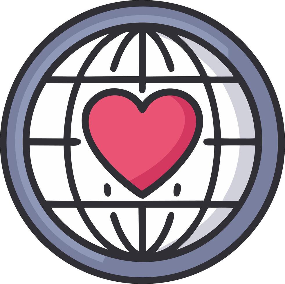 illustration of a heart in globe symbolizing global love and unity vector