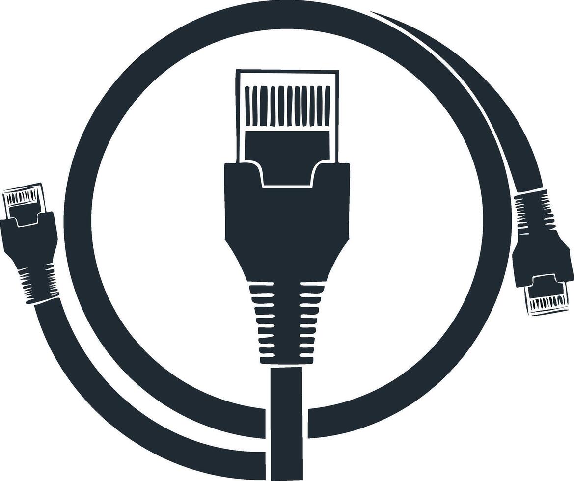 Ethernet Cable Illustration Network Communication Data Connection Icon vector