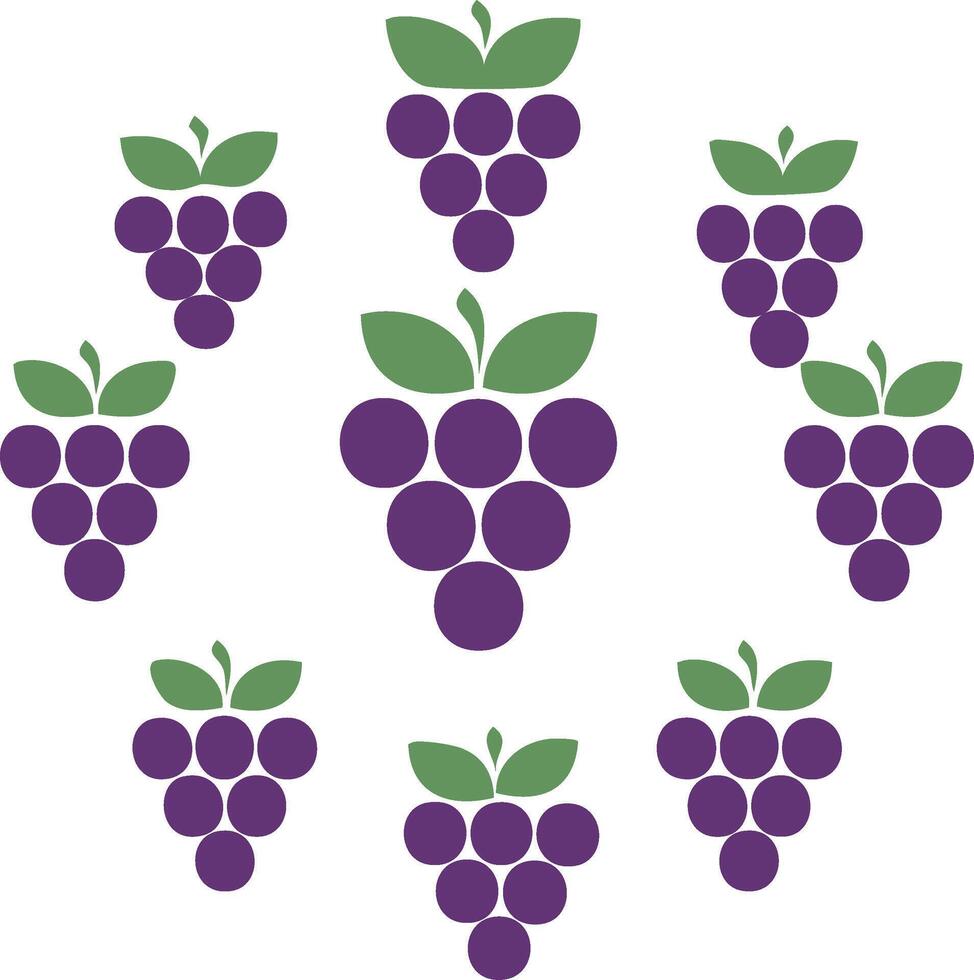 Bunch of grapes isolated on a white background, simple flat icon style vector