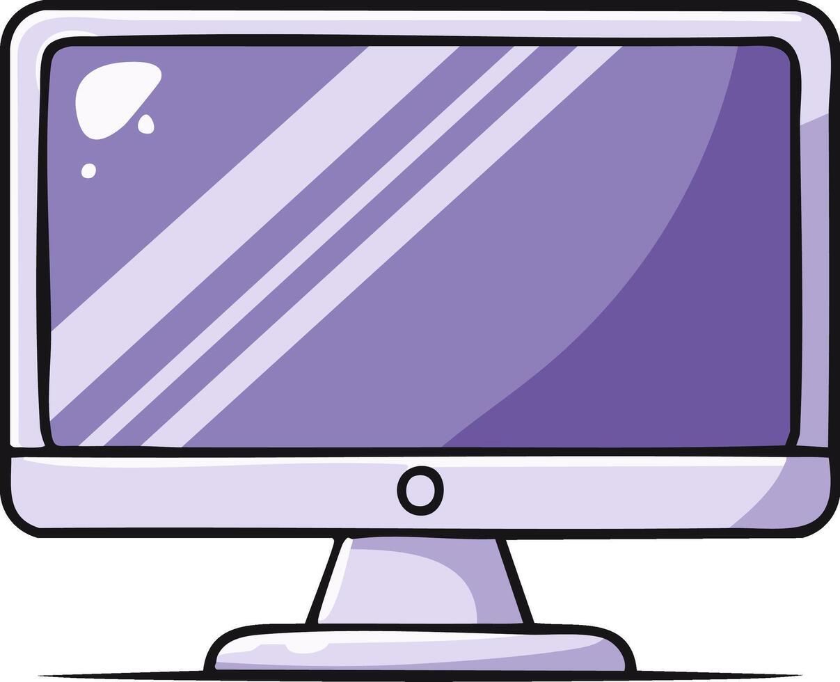 Cartoon Illustration of a Blank Computer Monitor Screen Display Device Technology vector