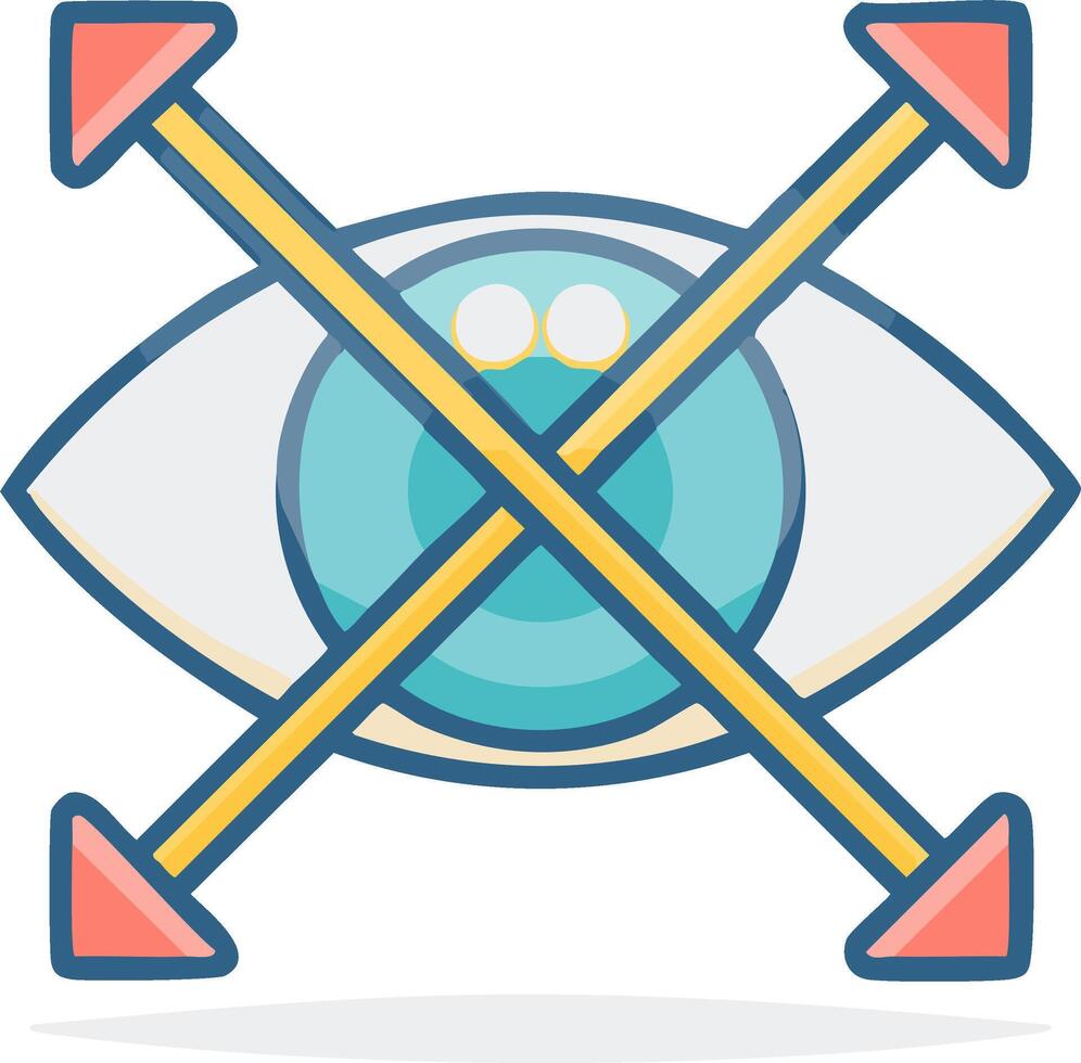 Eye icon with expand arrows representing visual perspective and graphic design tool vector