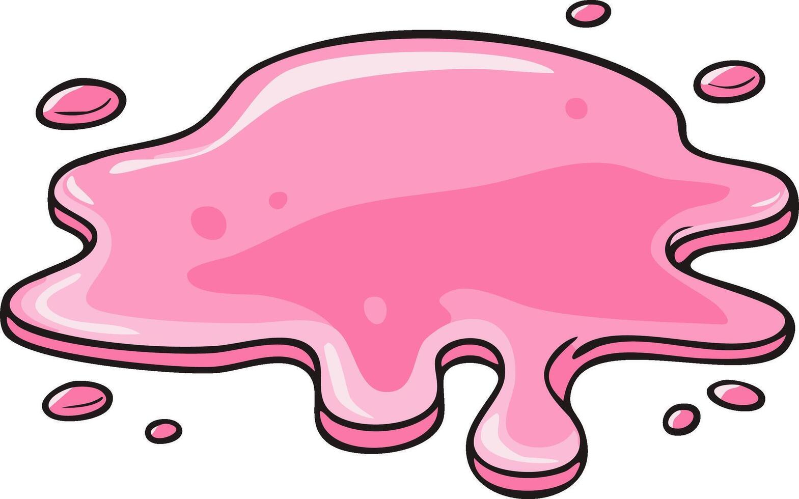 Bright Pink Splash with Dripping Edge, Cartoon Graphic with Blob-like Drops and Rounded Shapes on Plain Field vector