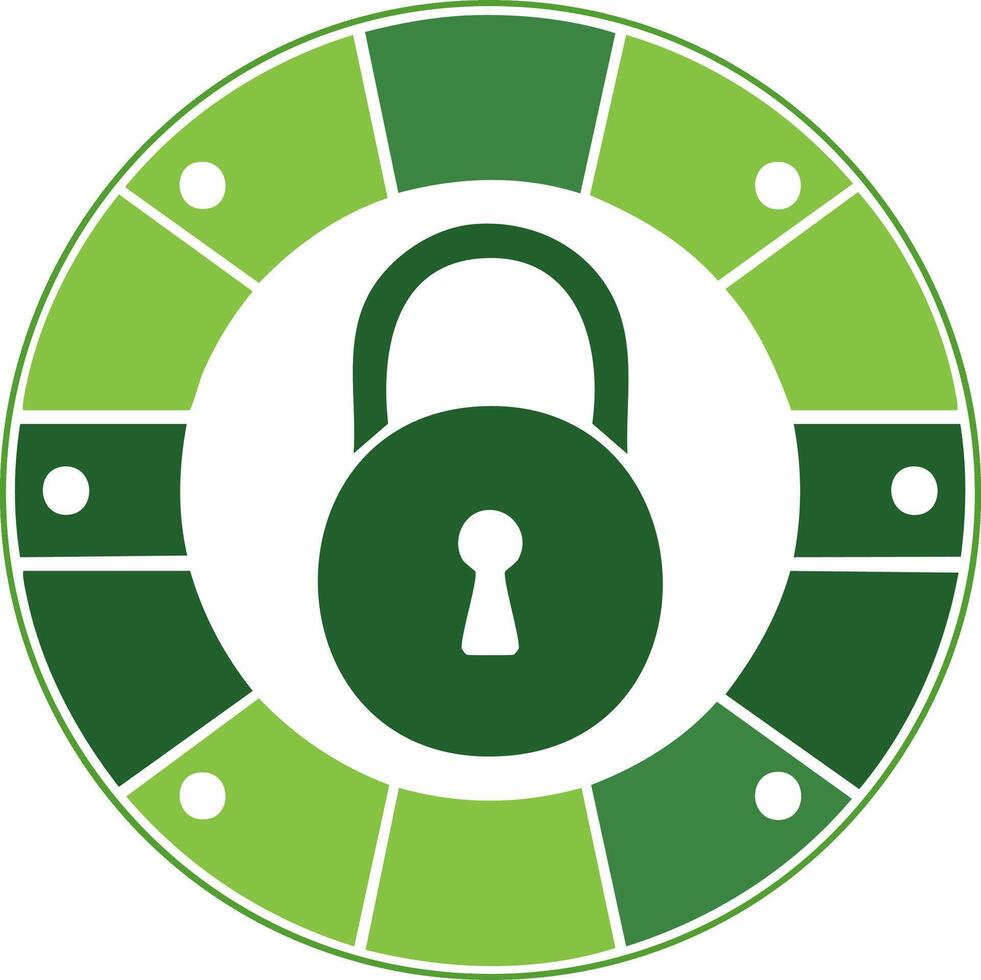 Green Padlock Security Symbol in a Green Segmented Circular Shape vector