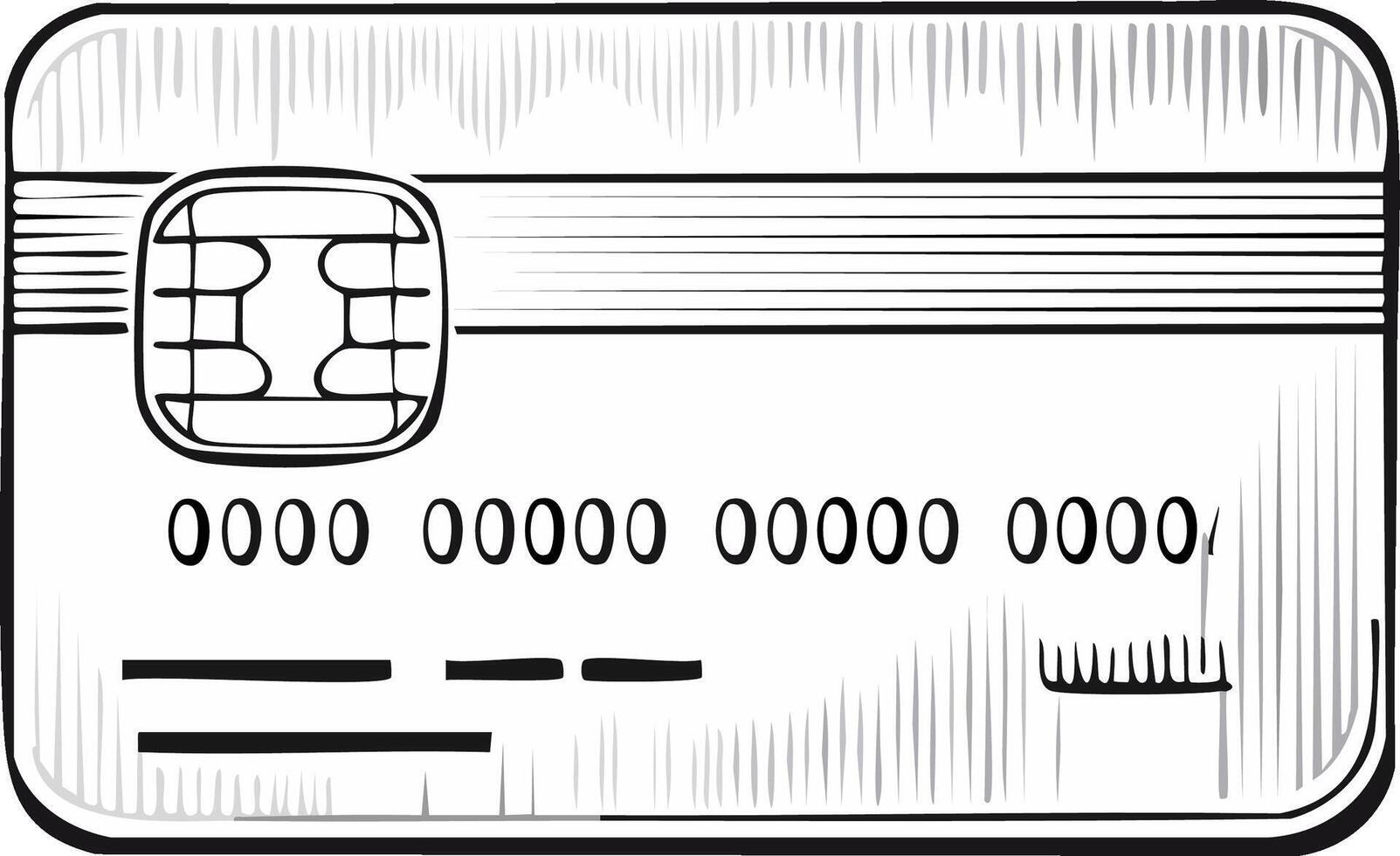 Sketch style credit card with chip and account numbers vector