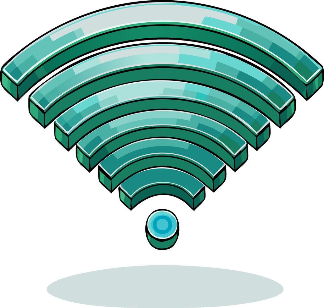 Glossy 3D Wi-Fi symbol in an isometric style for internet and network connectivity vector