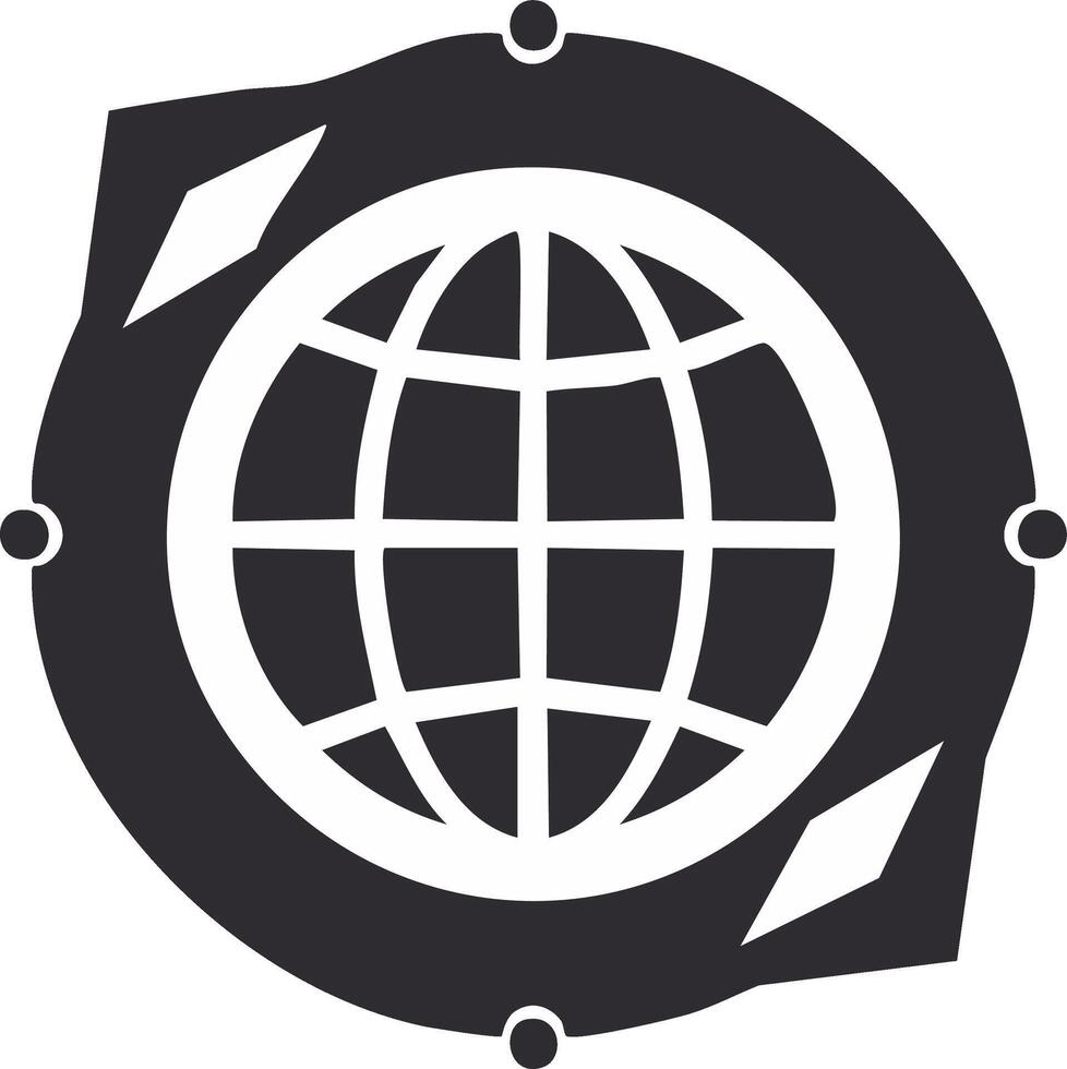 Stylized Globe Illustration with Compass Points Design vector