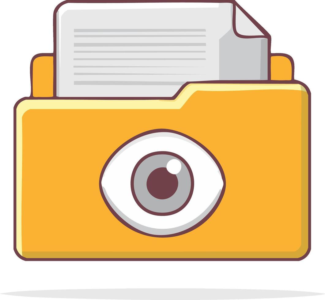 Open Folder with Eye Icon Holds Document, File Safety and Privacy Protection vector