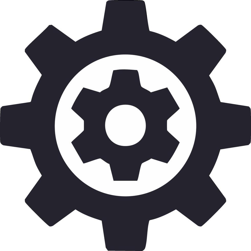 Two interlocked gears symbolizing mechanical connection and industrial process vector