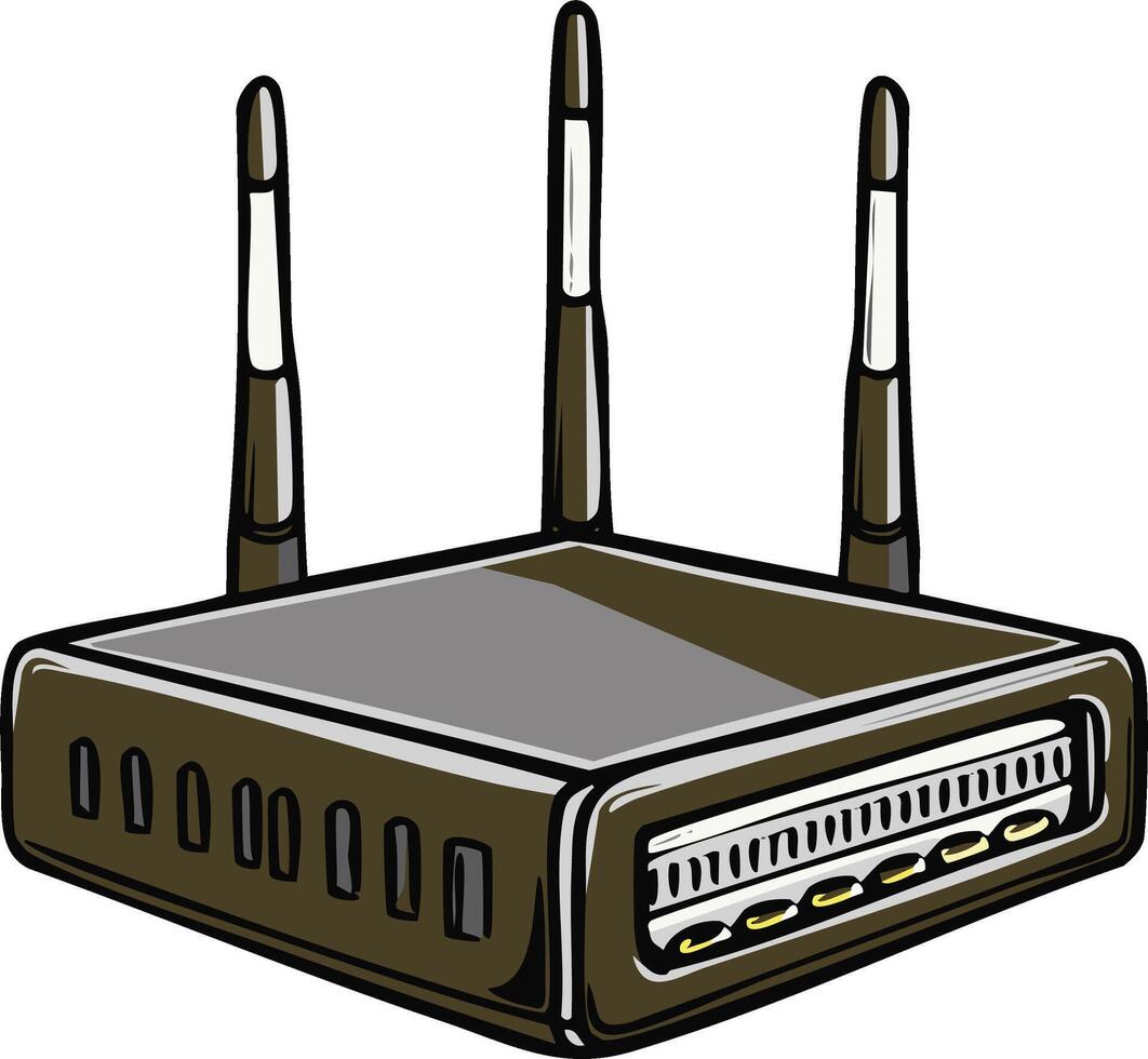 Illustration of a Wireless Router for Home or Office Network Connection vector