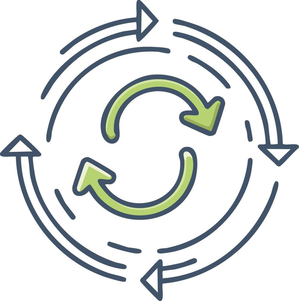 Abstract circular arrow system design with multiple directions for processing and growth vector