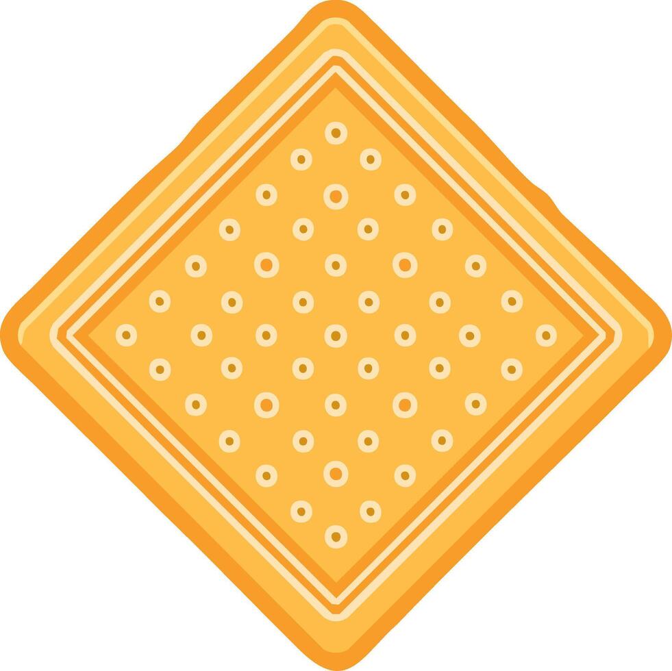 Crispy golden square cracker with patterned perforations and layered edges vector