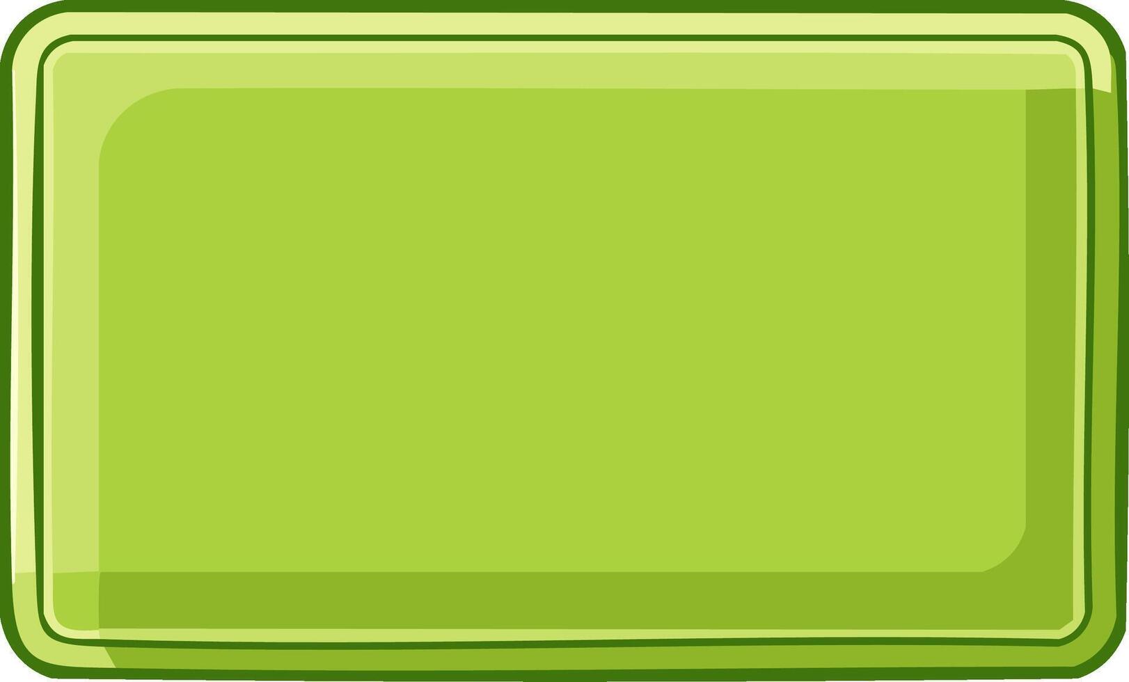 Simple green glossy rectangular button with rounded corners and a cartoon frame vector