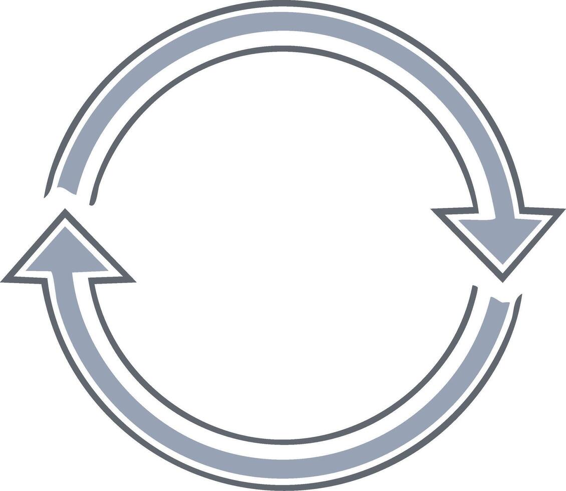 Circular arrows symbol indicating process flow and continuous cycle motion vector