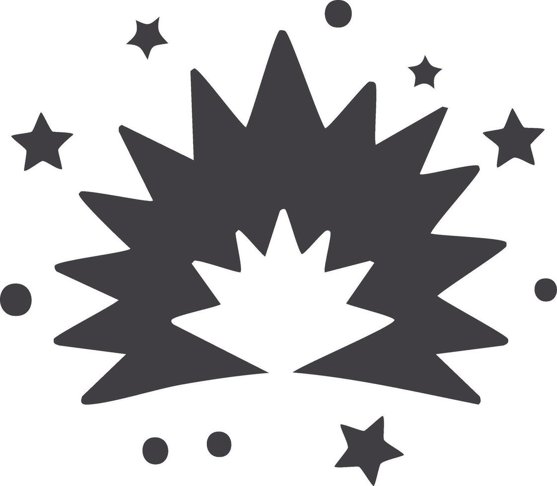 Dynamic explosion burst graphic icon with scattered stars and dots illustration vector