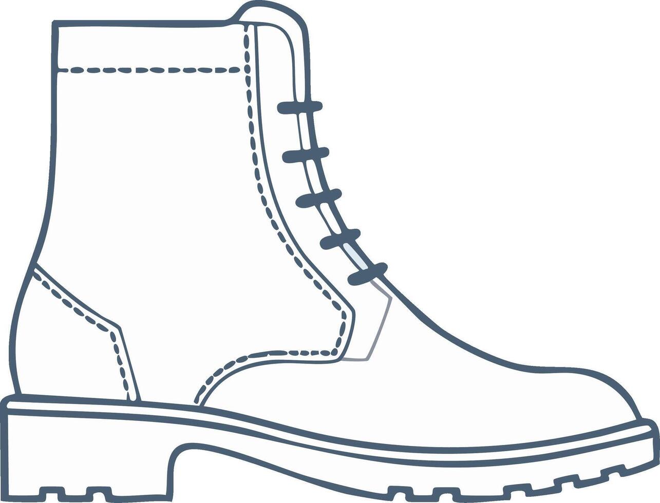 Line drawing of a rugged combat boot with laces, side view vector