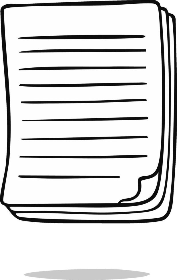 Hand drawn stack of lined paper, writing paper, notebook pages, doodle style vector