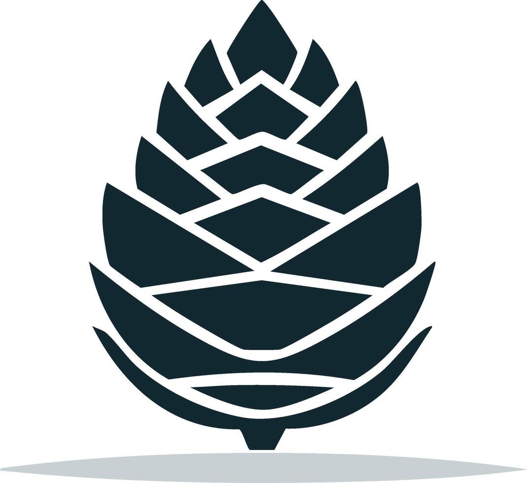 Stylized illustration of a botanical cone with minimal geometric design in black and white vector
