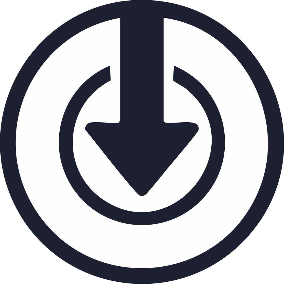 descargar icono con flecha dentro un círculo, representando datos transferir, cargando, o comenzando un proceso vector