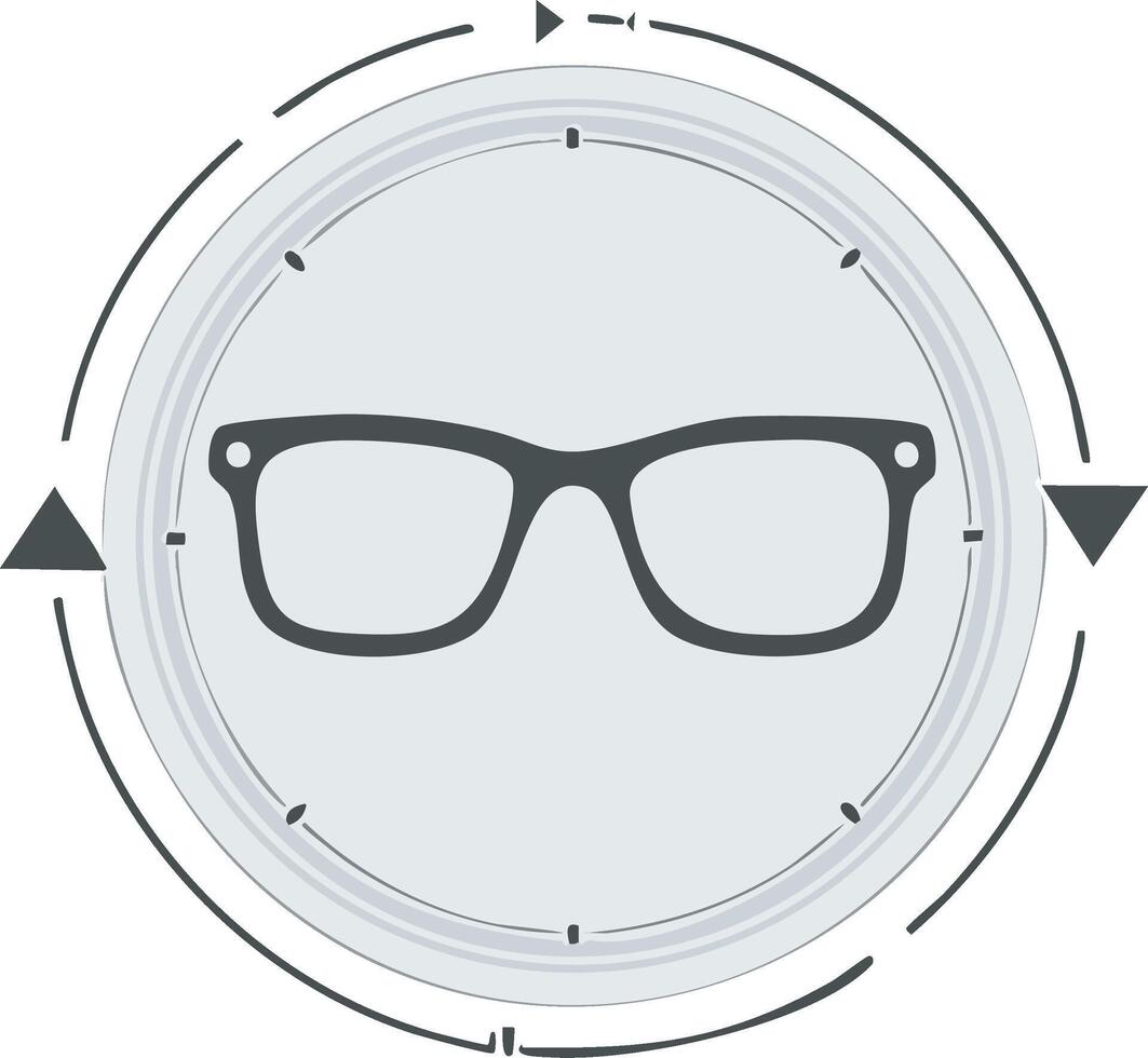 Eyewear technology and fast optical service concept with glasses icon in a circular dial vector