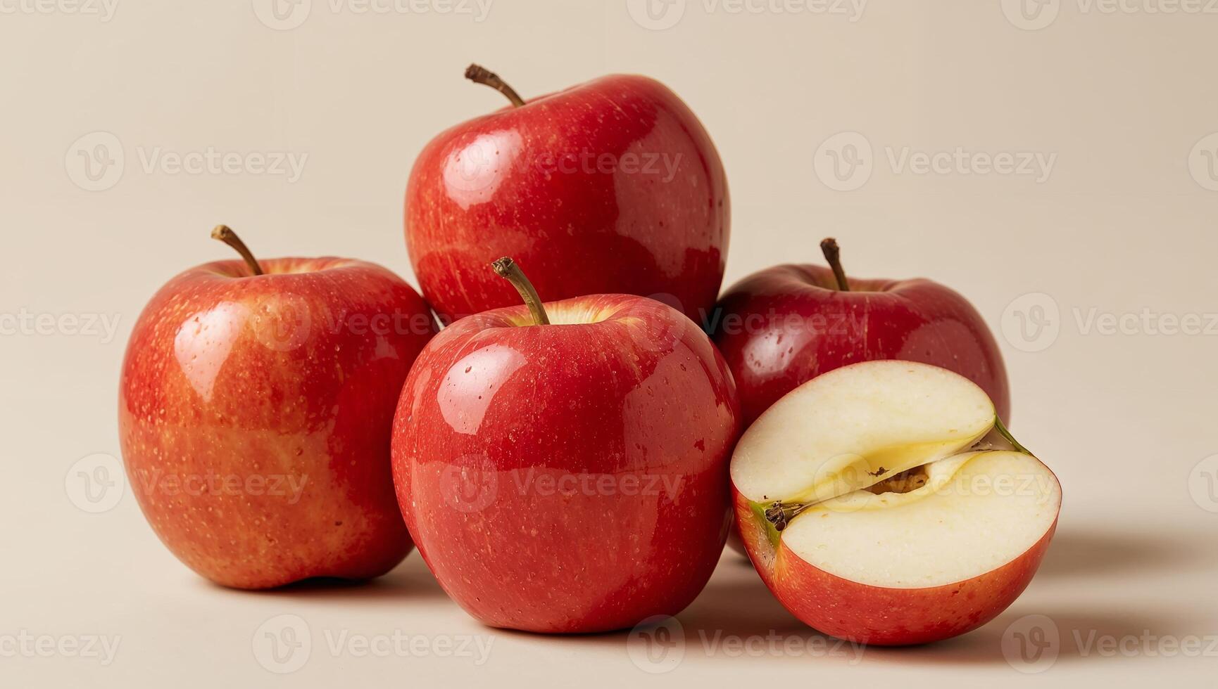 Arrangement of Ruby Red Spheres and a Sliced Orb A Study in Light and Texture. photo