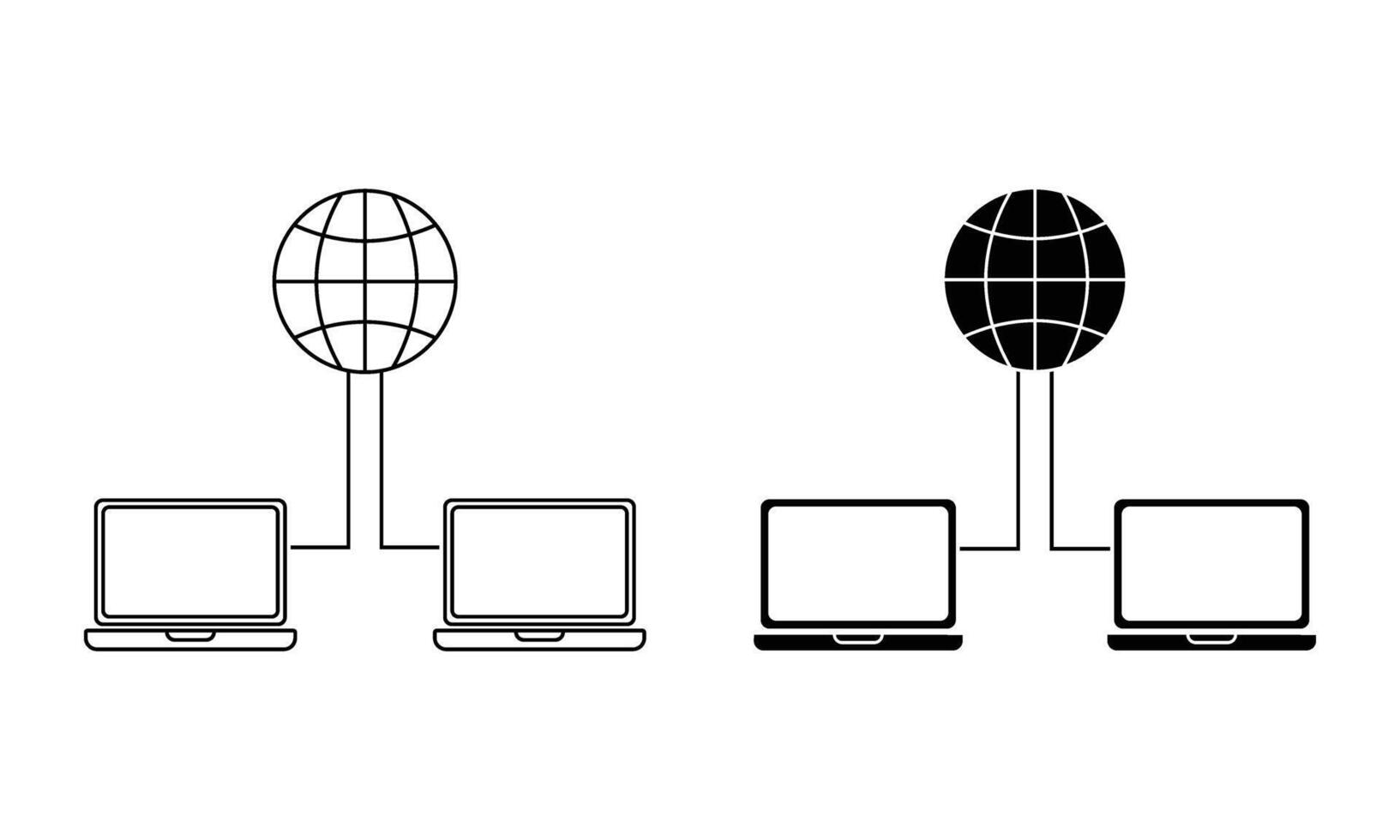 illustration of computer network and wireless technology icon vector