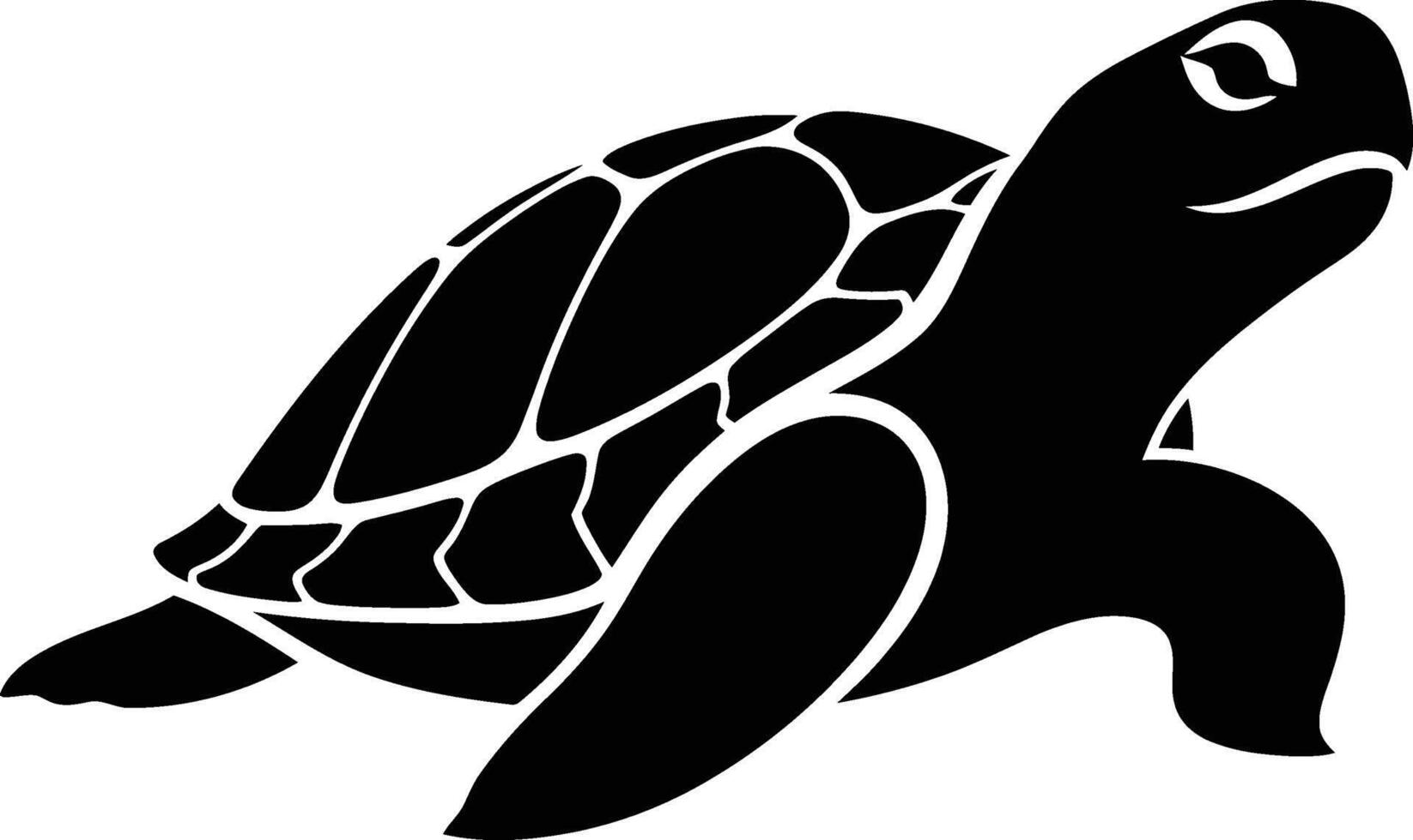 Silhouette of a sea turtle with detailed shell pattern on a white background vector