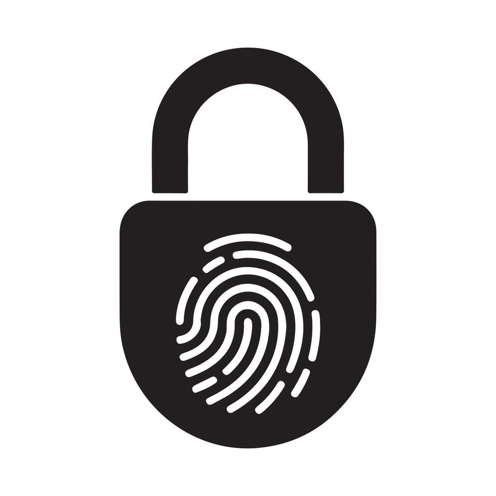 Lock With Fingerprint Biometric Security Access Icon vector