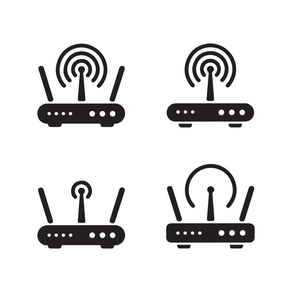 WiFi network router solid icons vector