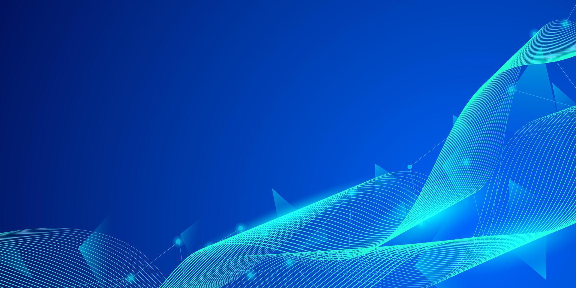 Abstract futuristic technology concept. Gradient digital blue background with wave lines and plexus lines of big data analysis. vector