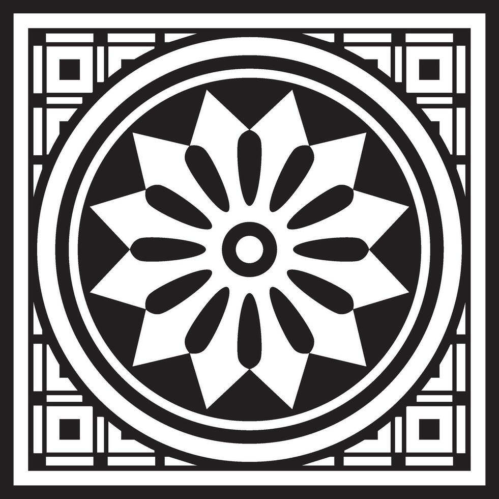square Assyrian black monochrome ornament Rectangle, border, frame of Mesopatamia. Pattern of ancient East vector