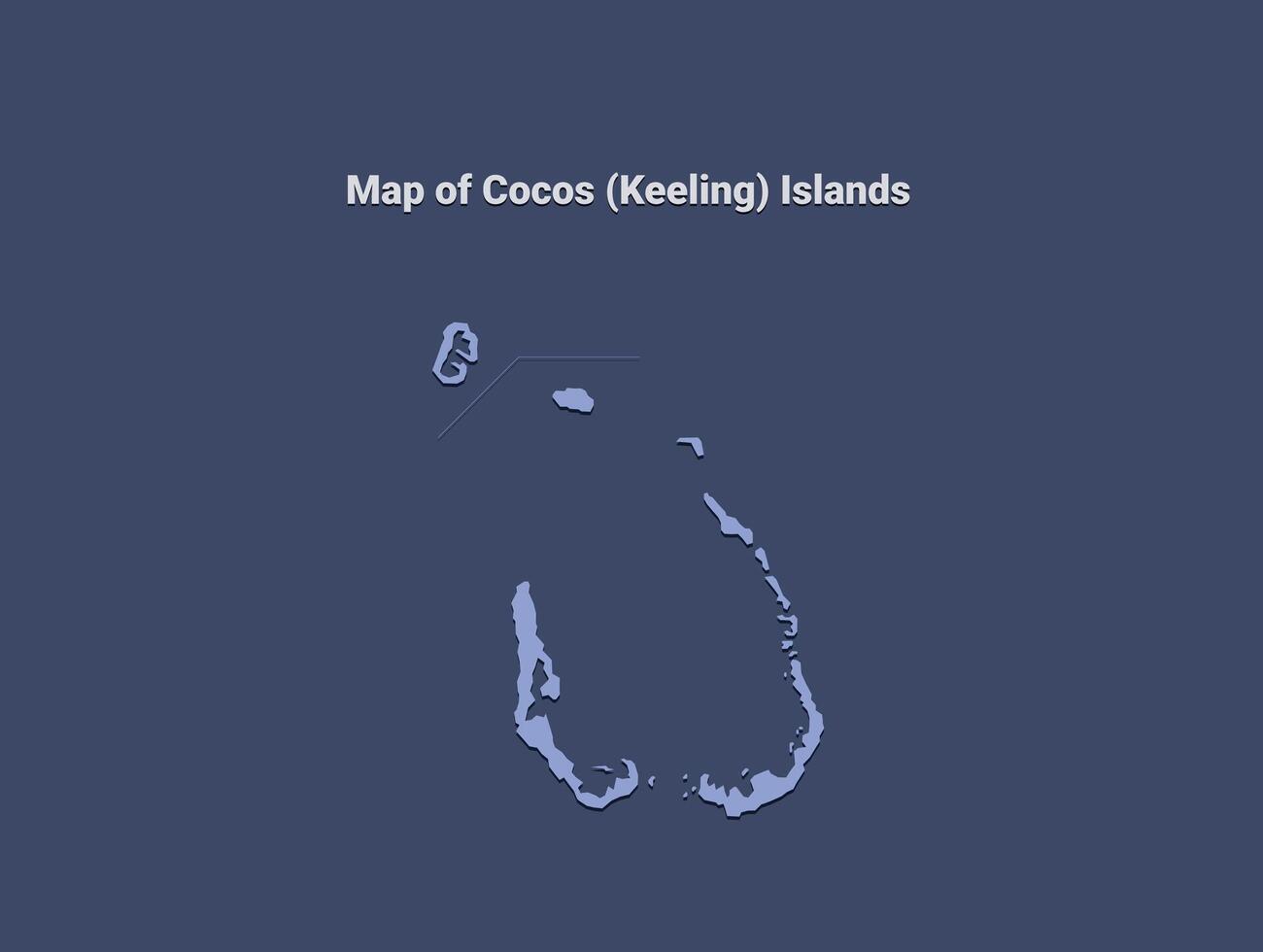 Map of cocos islands, minimalistic silhouette in soft blue on dark background vector