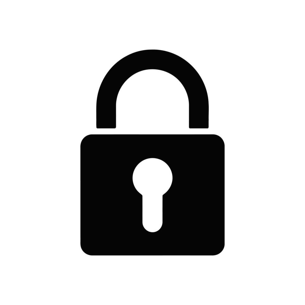 Black Padlock Illustration of Data Encryption and Security Icon on White Background vector