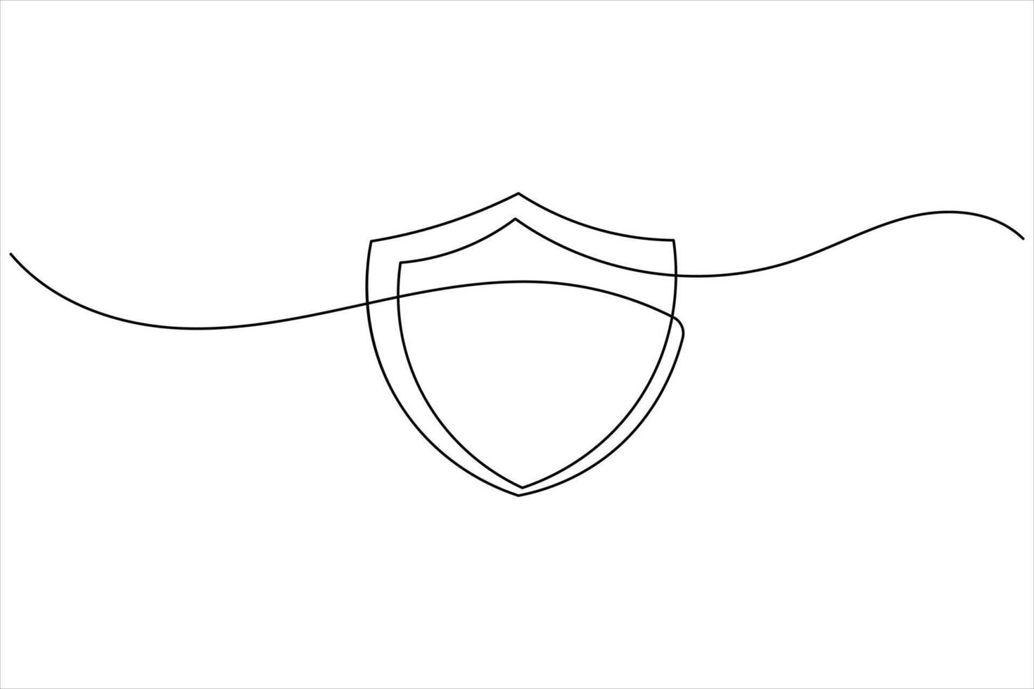 Continuous single line shield representing information safety vector