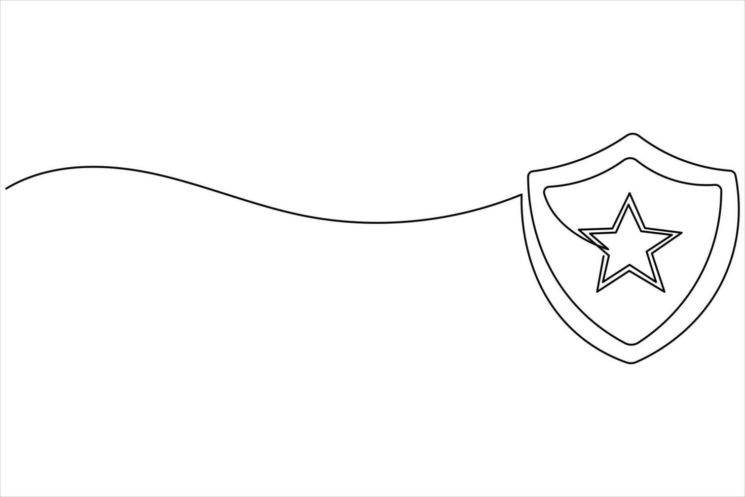 Cybersecurity shield created in continuous one line style vector