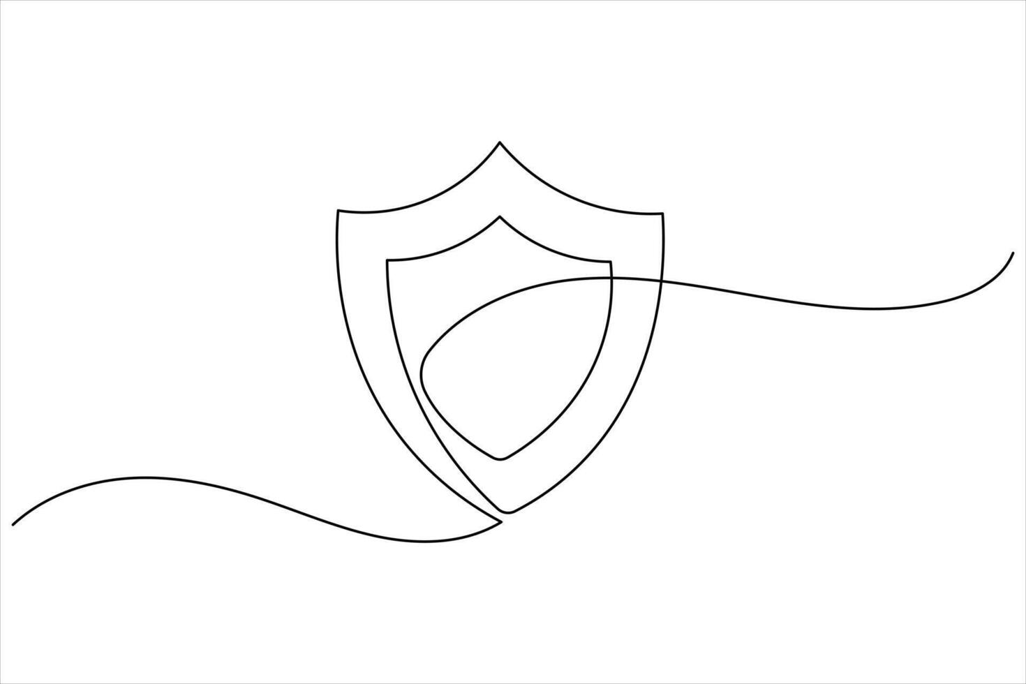 Shield symbol in single line art showing online security vector
