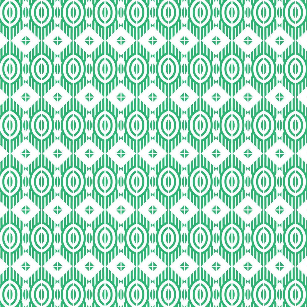 Seamless Green and White Geometric Pattern with Circles and Diamonds Abstract Decorative Background vector